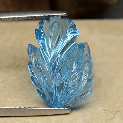 13.62ct طبيعي الأزرق السويسري توباز, قص وردة, شفاف