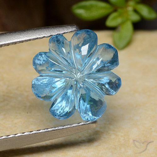 4.08ct طبيعي الأزرق السويسري توباز, قص وردة, شفاف