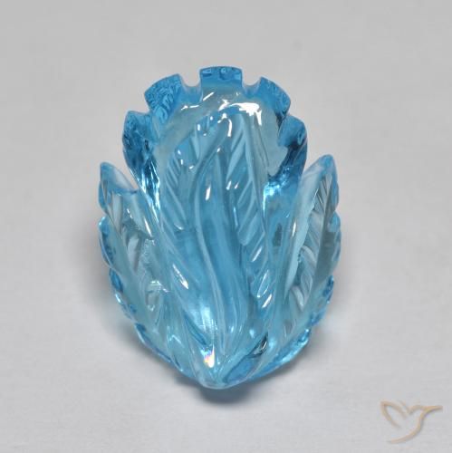 13.53ct طبيعي الأزرق السويسري توباز, قص وردة, شفاف