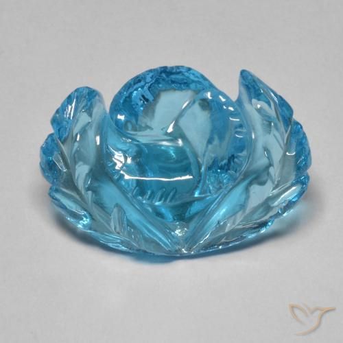 12.78ct طبيعي الأزرق السويسري توباز, قص وردة, شفاف