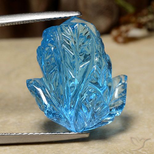 19.85ct طبيعي الأزرق السويسري توباز, قص وردة, شفاف