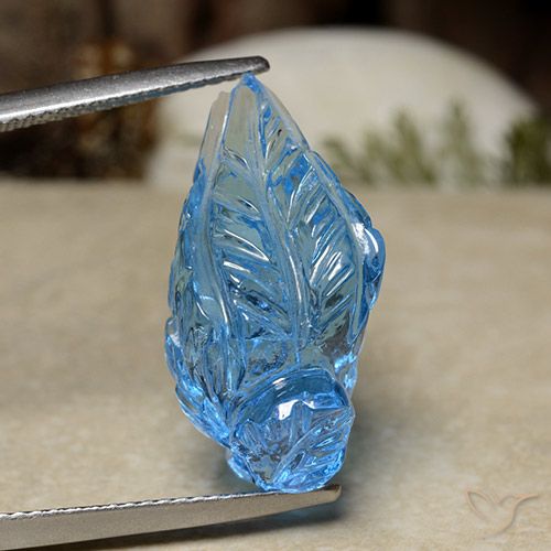 16.08ct طبيعي أزرق سماوى توباز, قص وردة, شفاف