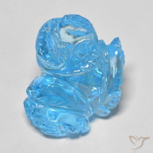 18.66ct طبيعي الأزرق السويسري توباز, قص وردة, شفاف