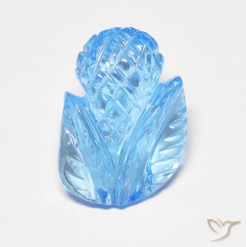 7.44ct طبيعي أزرق سماوى توباز, قص وردة, شفاف