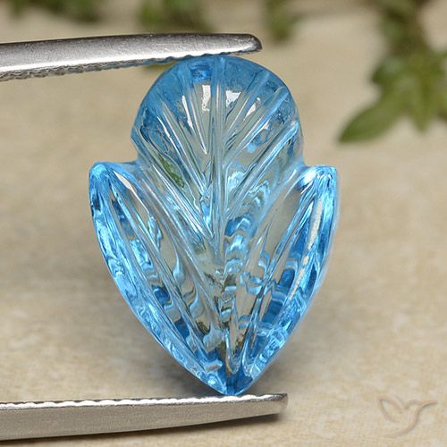 9.54ct طبيعي الأزرق السويسري توباز, قص وردة, شفاف