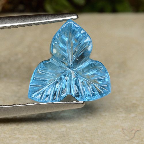 3.51ct طبيعي الأزرق السويسري توباز, قص وردة, شفاف