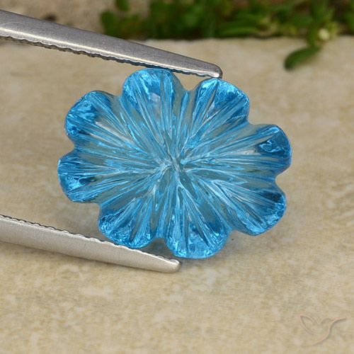 8.05ct طبيعي الأزرق السويسري توباز, قص وردة, شفاف