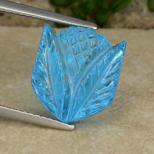8.41ct طبيعي الأزرق السويسري توباز, قص وردة, شفاف