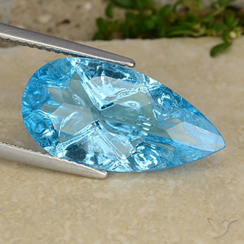 8.47ct طبيعي الأزرق السويسري توباز, شكل الكمثرى, شفاف