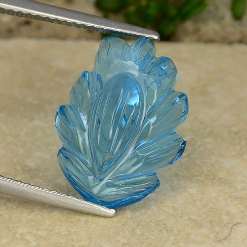 9.91ct طبيعي الأزرق السويسري توباز, قص وردة, شفاف