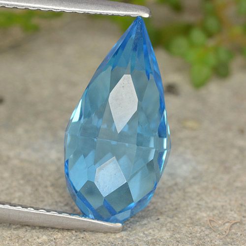 6.64ct طبيعي الأزرق السويسري توباز, بريوليت, قليلا جدا