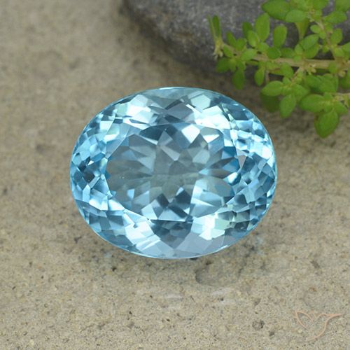 33.77ct طبيعي الأزرق السويسري توباز, بيضوي, VVS-VS