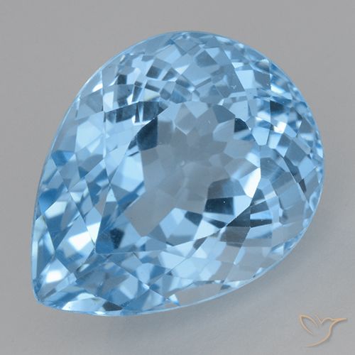 22.77ct طبيعي الأزرق السويسري توباز, شكل الكمثرى, VVS