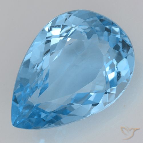 21.47ct طبيعي الأزرق السويسري توباز, شكل الكمثرى, VVS