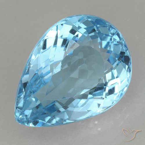 20.16ct طبيعي الأزرق السويسري توباز, شكل الكمثرى, قليلا جدا