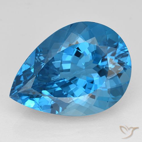 25.35ct طبيعي الأزرق السويسري توباز, شكل الكمثرى, VVS