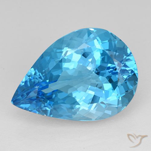 21.98ct طبيعي الأزرق السويسري توباز, شكل الكمثرى, VVS
