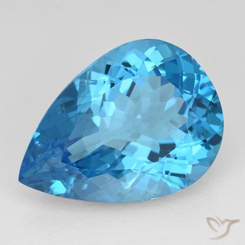 21.70ct طبيعي الأزرق السويسري توباز, شكل الكمثرى, IF