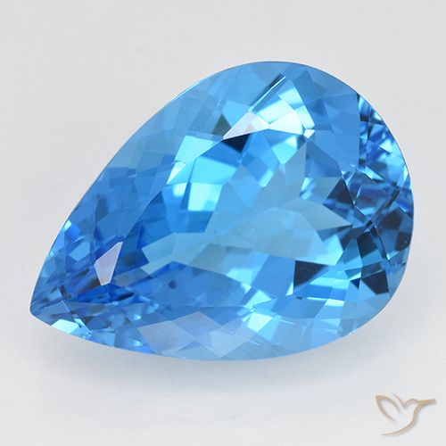 24.07ct طبيعي الأزرق السويسري توباز, شكل الكمثرى, VVS