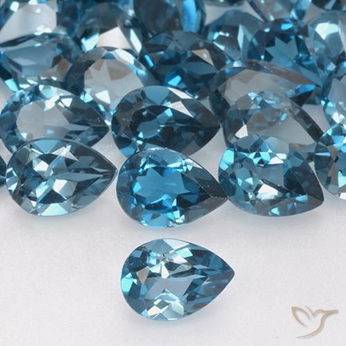 0.79ct طبيعي أزرق لندنى توباز, شكل الكمثرى, VVS-VS