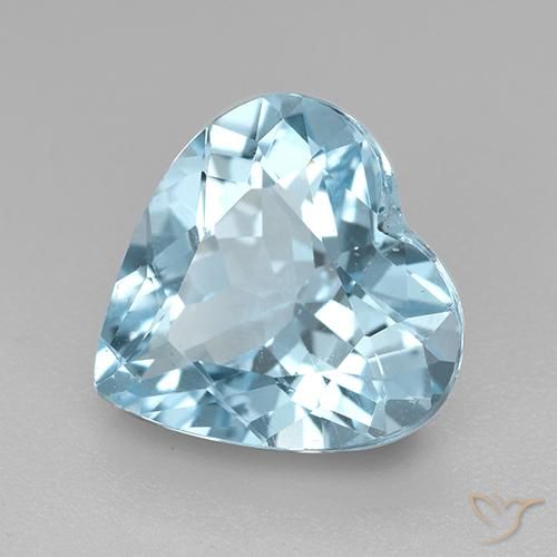 توباز أزرق سماوى طبيعي، قلب، 3.84 قيراط، VVS-VS