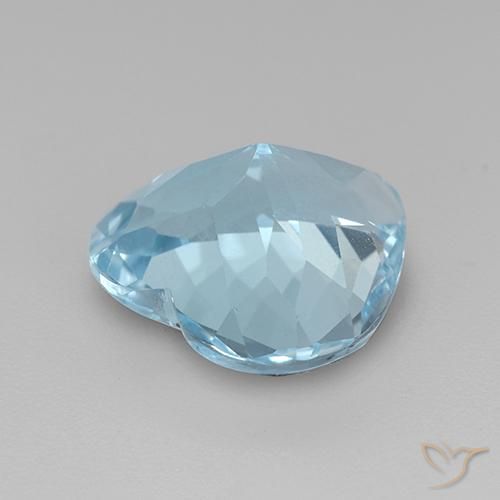 توباز أزرق سماوى طبيعي، قلب، 3.84 قيراط، VVS-VS