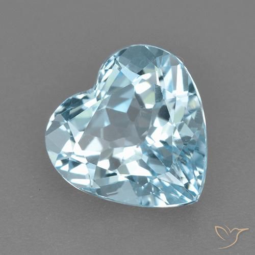 توباز أزرق سماوى طبيعي، قلب، 3.98 قيراط، VVS-VS