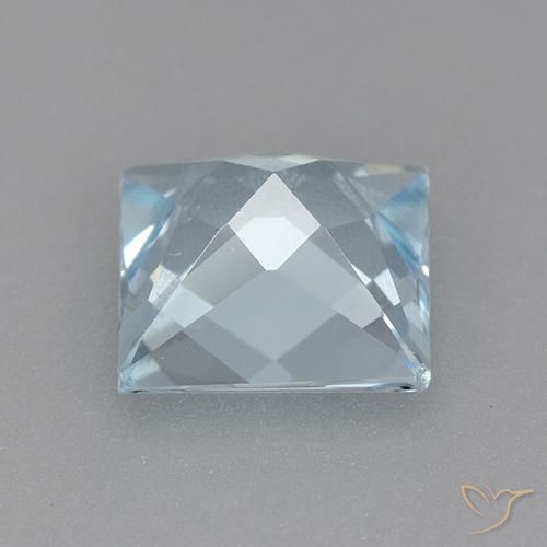 توباز أزرق سماوى طبيعي، مربع، 1.99 قيراط، VVS
