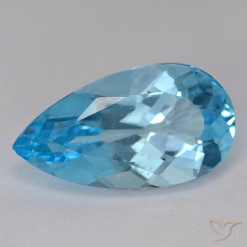 13.99ct طبيعي الأزرق السويسري توباز, شكل الكمثرى, VS-SI