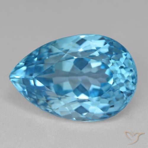 15.71ct طبيعي الأزرق السويسري توباز, شكل الكمثرى, VVS-VS