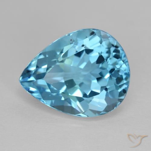 14.30ct طبيعي الأزرق السويسري توباز, شكل الكمثرى, VVS-VS