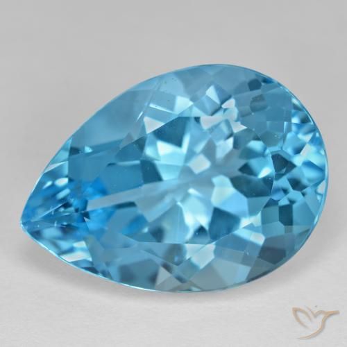 18.96ct طبيعي الأزرق السويسري توباز, شكل الكمثرى, VVS-VS