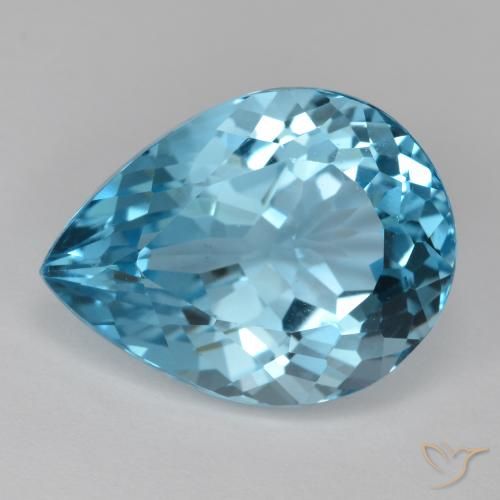 18.47ct طبيعي الأزرق السويسري توباز, شكل الكمثرى, VVS-VS