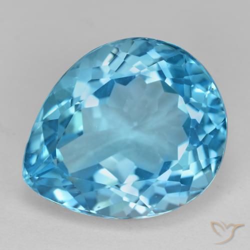 18.72ct طبيعي الأزرق السويسري توباز, شكل الكمثرى, VVS-VS
