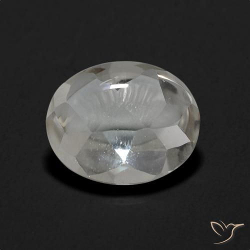 3.36ct طبيعي أبيض توباز, بيضوي, شفاف