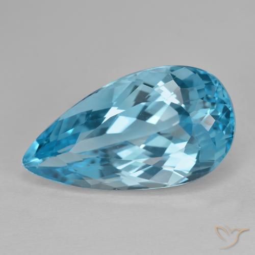 15.43ct طبيعي الأزرق السويسري توباز, شكل الكمثرى, VVS-VS