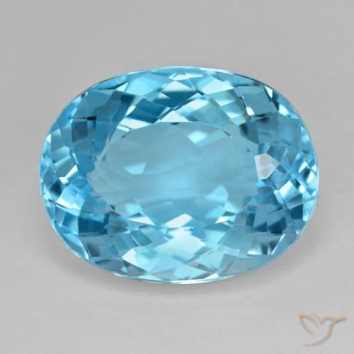 21.25ct طبيعي الأزرق السويسري توباز, بيضوي, قليلا جدا