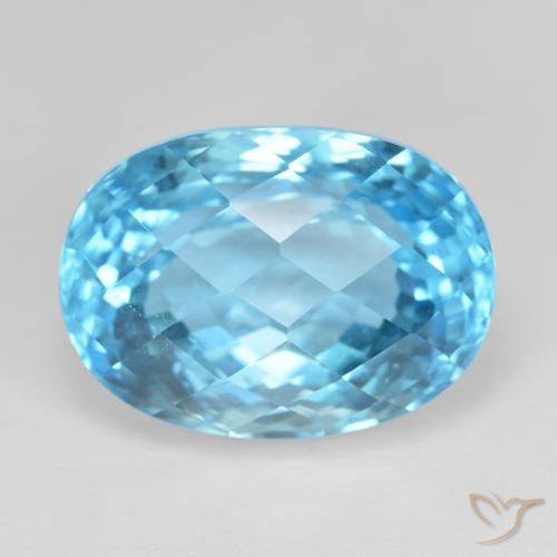 24.17ct طبيعي الأزرق السويسري توباز, بيضوي, قليلا جدا
