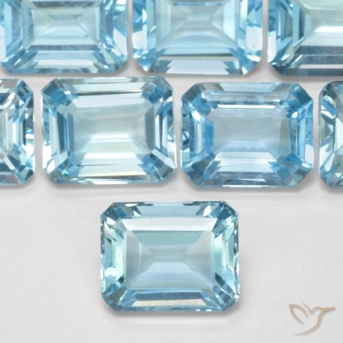 3.95ct طبيعي الأزرق السويسري توباز, قص الزمرد, VVS-VS