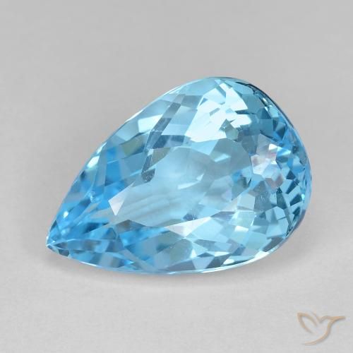 12.05ct طبيعي أزرق سماوى توباز, شكل الكمثرى, VVS-VS