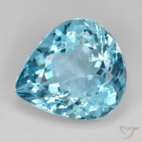 21.31ct طبيعي الأزرق السويسري توباز, شكل الكمثرى, VVS-VS