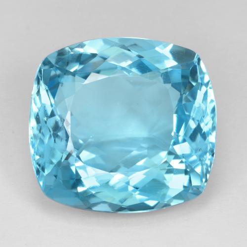 توباز طبيعي بلون أزرق سويسري، وزن ‎25.44‎ قيراط، شكل قطع وسادة، مقاس ‎18.1x17‎ مم