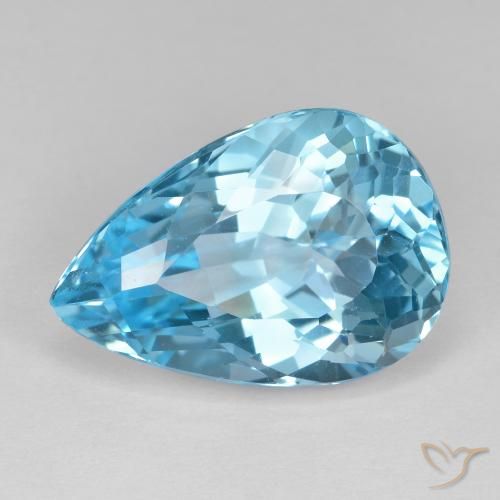 17.77ct طبيعي الأزرق السويسري توباز, شكل الكمثرى, VVS