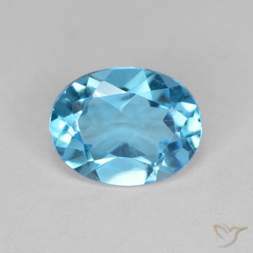 2.15ct طبيعي الأزرق السويسري توباز, بيضوي, VVS-VS