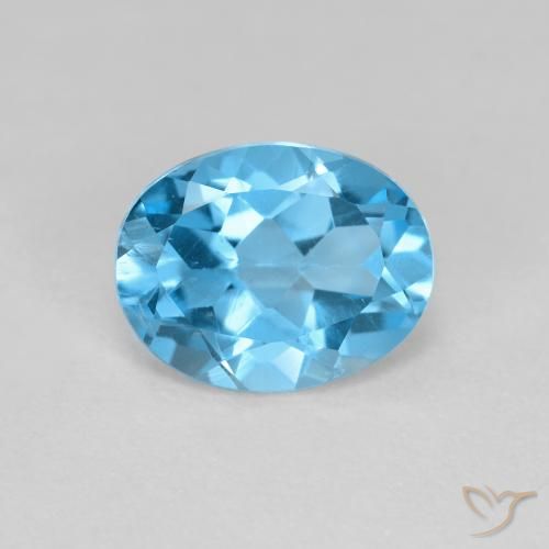 1.76ct طبيعي الأزرق السويسري توباز, بيضوي, قليلا جدا