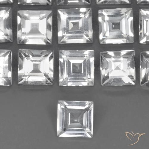 0.58ct طبيعي أبيض شفاف توباز, مربع, VVS-VS