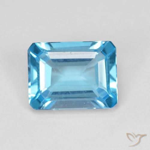 1.95ct طبيعي الأزرق السويسري توباز, قص الزمرد, VVS