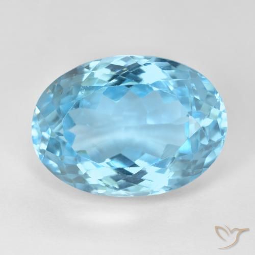 15.38ct طبيعي الأزرق السويسري توباز, بيضوي, قليلا جدا