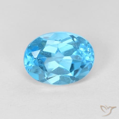 1.77ct طبيعي الأزرق السويسري توباز, بيضوي, VVS-VS