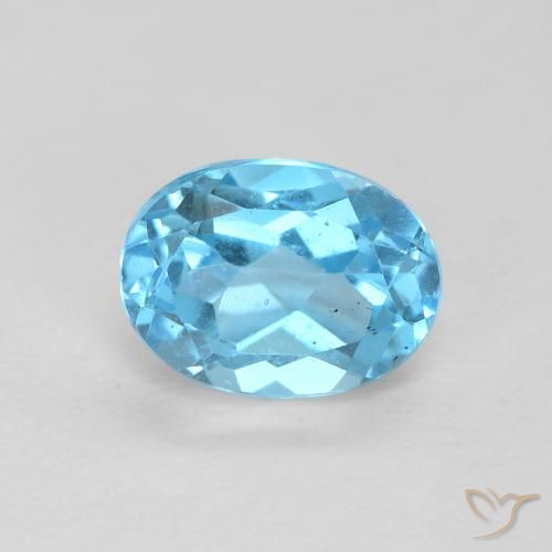 1.72ct طبيعي الأزرق السويسري توباز, بيضوي, قليلا جدا